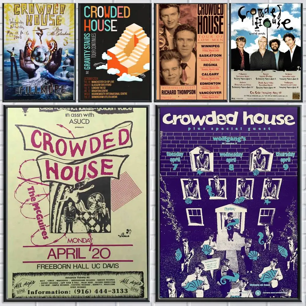 band C-Crowded House-E Poster Peel and Stick Wall Art for Cafe Office Bar and Home Decoration