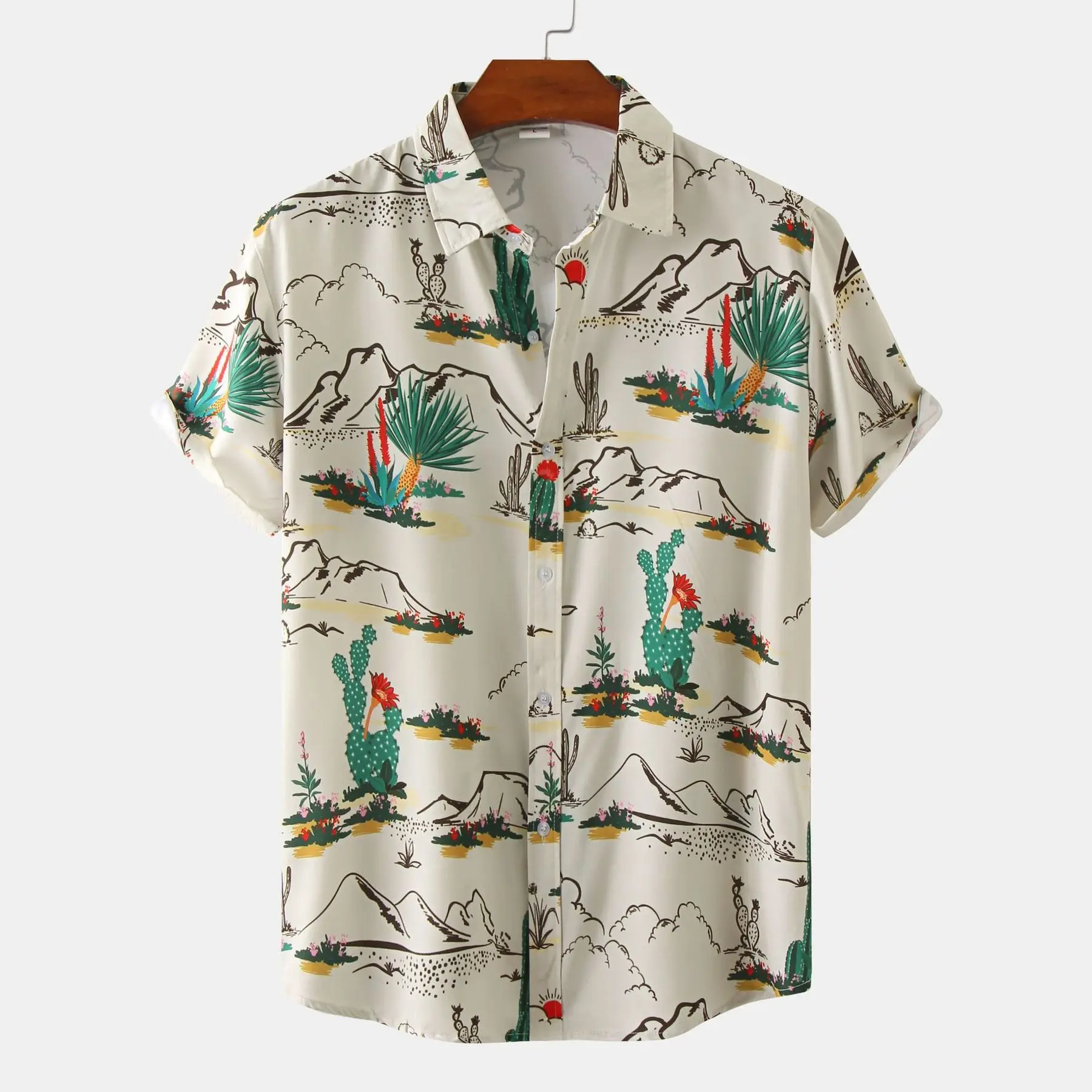 

Men Hawaiian Shirt Summer Short Sleeve Tropical Plant Avocado Button Down Beach Party Shirts Streetwear