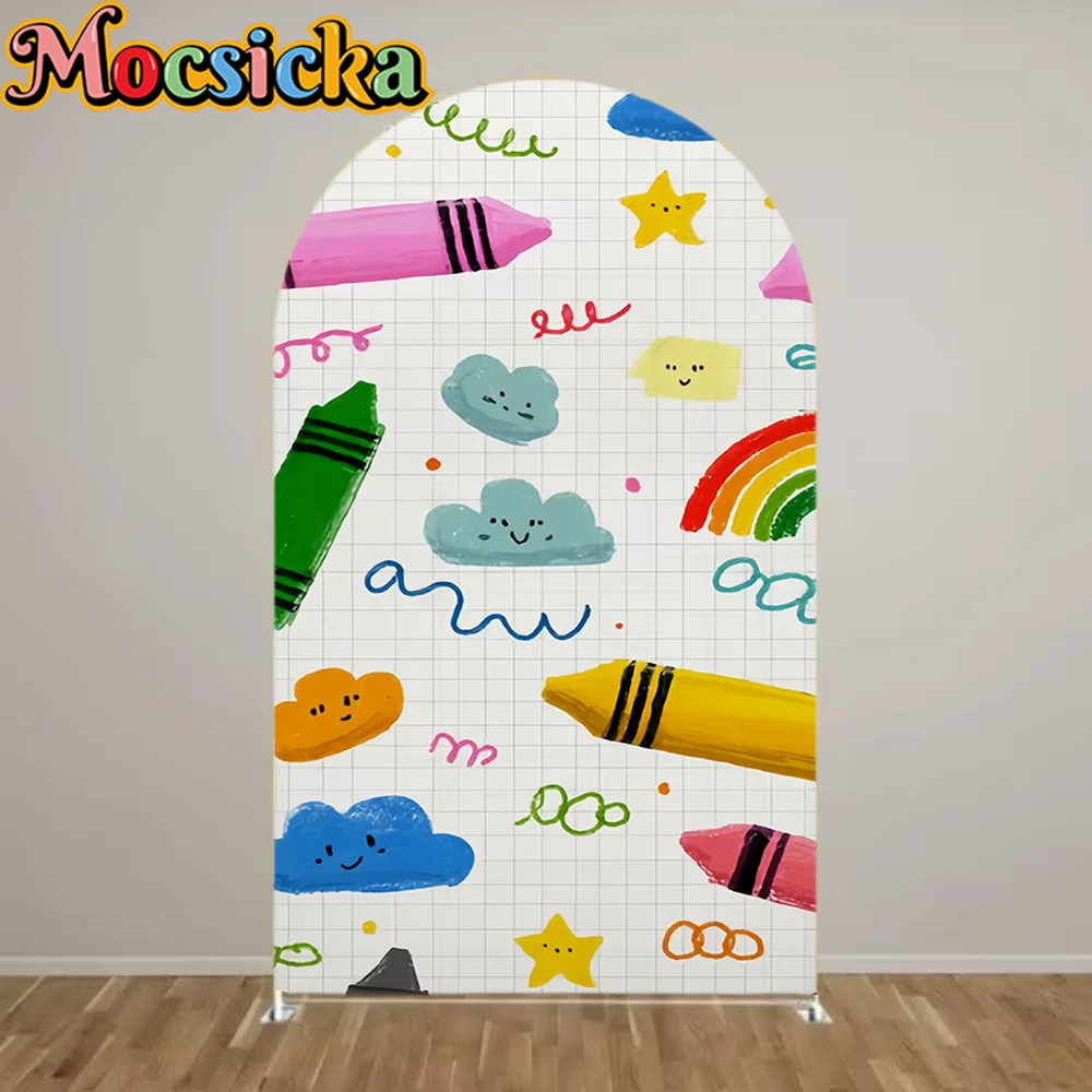 Back to School Party Arch Backdrop Cover Chalkboard Alphabet Children First Day Decorations Classroom Photo Background