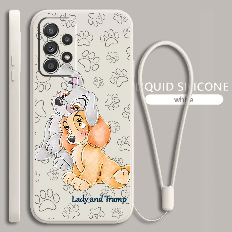 Lady And The Tramp Cute For Samsung Galaxy A73 A54 A53 A33 A52 A32 A22 A71 A51 A21S A03S 4G 5G Liquid Rope Soft Phone Case