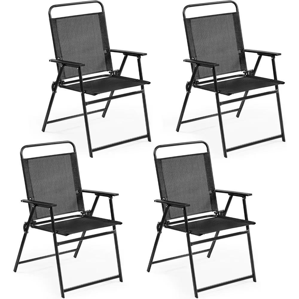 

Outdoor Folding Patio Chairs Set of 4, Portable Outdoor Folding Chairs for Outside, Lawn, Garden and Porch with Metal Frame, Ar