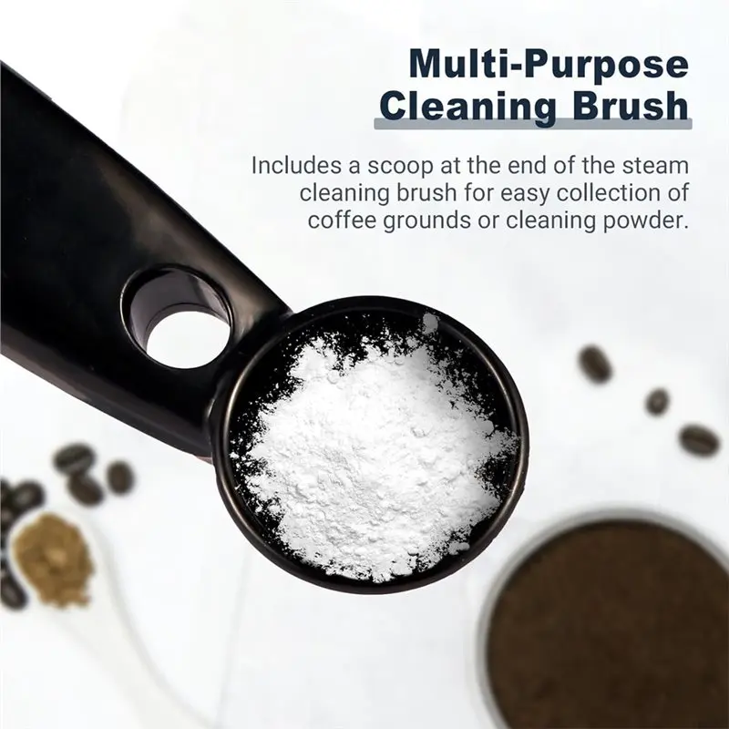 B53C Steam Cleaning Brush,Featuring A Scoop-Shaped End And Removable Heat-Resistant Brush Head For Coffee Machines