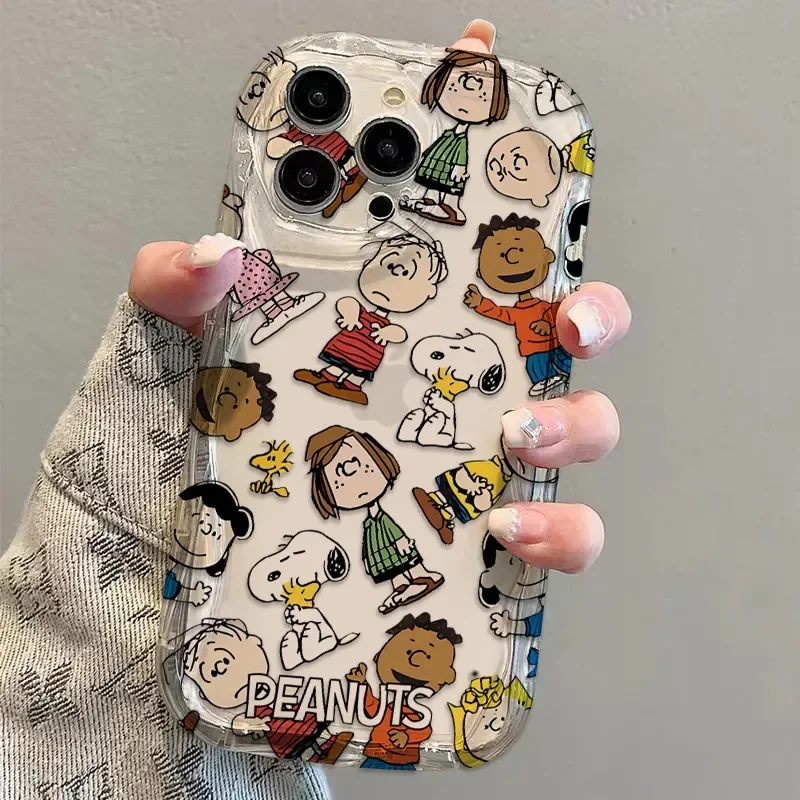Funda de teléfono Kawaii de pantalla completa de dibujos animados divertidos de Snoopy para iPhone 16 15 14 13 12 11 Pro Max XR XS 78 Plus MINI Y2K funda bonita creativa
