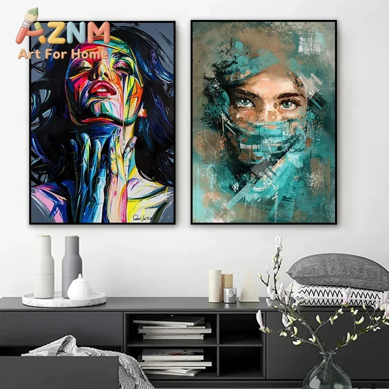 Abstract African Masked Girl Posters Wall Art Canvas Paintings And Prints Graffiti Woman Portrait Street Art Pictures Home Decor