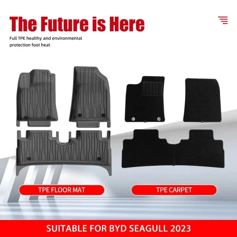 Seat Back Mat for Byd Dolphin Mini/Dolphin Surf 2023，All-weather black luxury interior mats