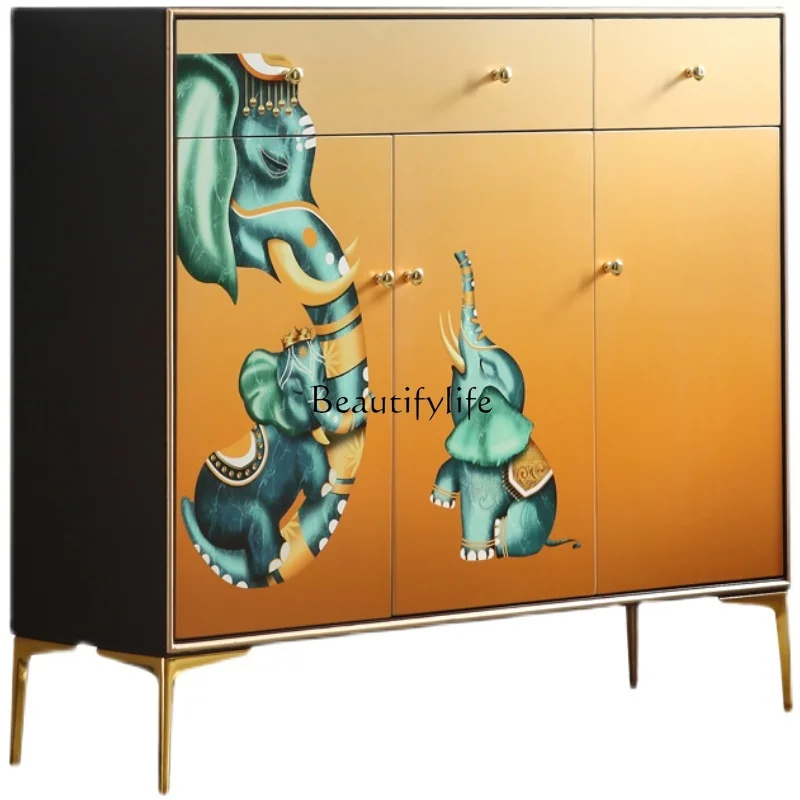 

New Chinese-style entrance cabinet Modern simple living room entry partition storage decorative cabinet