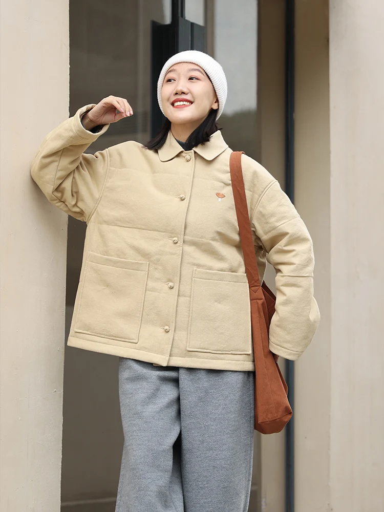 

Новая хлопково-льняная куртка с вышивкой вручную, с отложным воротником, универсальная, теплая, на пуговицах, прямого кроя, с длинными рукавами