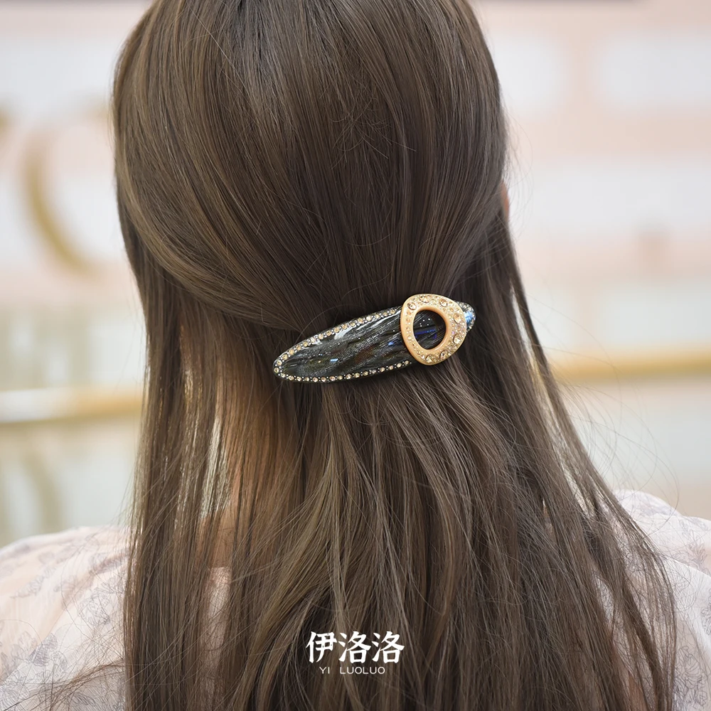 Women headwear acetate cute hair clip fashion vintage hair barrettes large rhinestone hair accessories for women