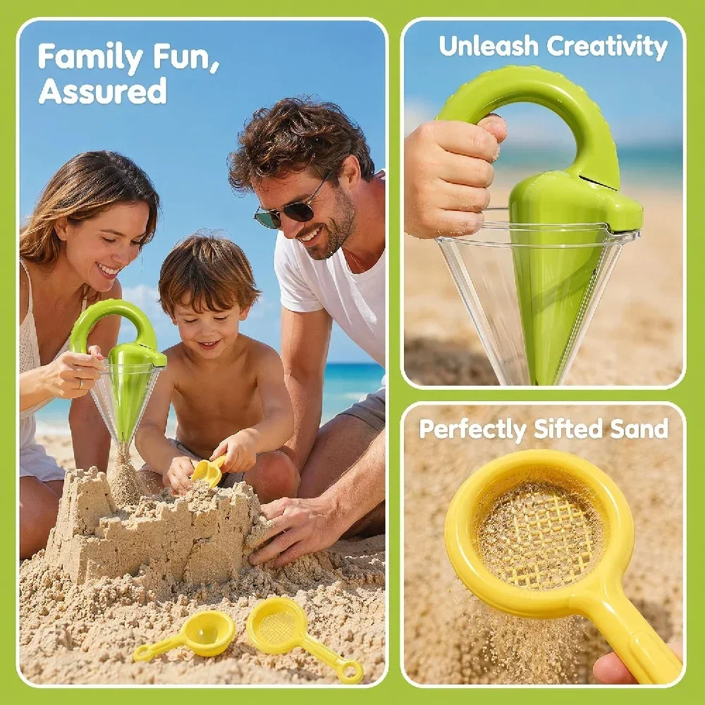 4PCS/Set Beach Children Wash Sand Overflow Funnel - Hand-Held Creative Sand Hopper for Outdoor Family Beach Sand Play