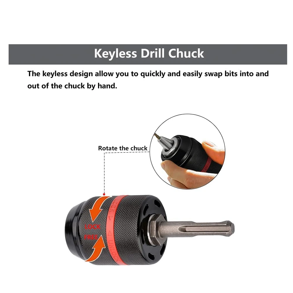 -[33A Tvdae] 4 Piece 1/2-20UNF 1.5-13Mm Keyless Drill Chuck Hex Shank/SDS/Socket Square Female Adaptor Hardware Tool Drill Chuck