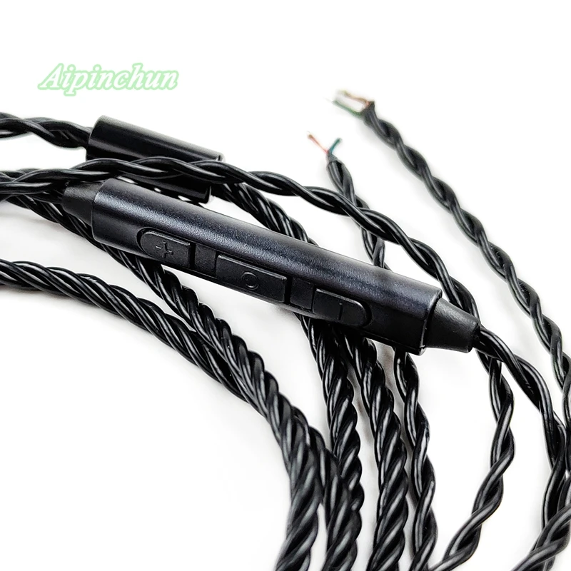 Кабель Aipinchun для ремонта наушников из ПВХ, сменный провод для гарнитуры «сделай сам» с микрофоном, регулятором громкости, черный гибкий штекер L