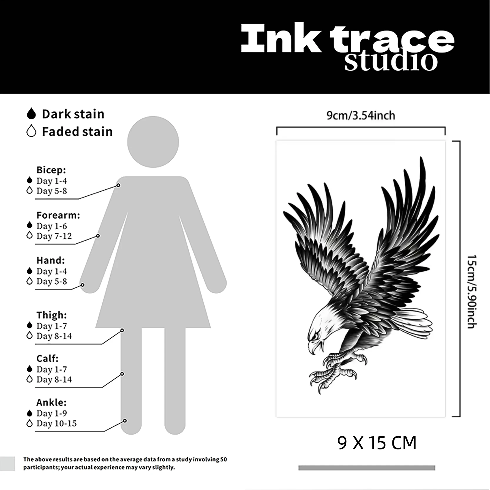 Eagle temporary tattoo sticker, waterproof magic tattoo, lasts to 15 days fake tattoo, semi permanent tattoo