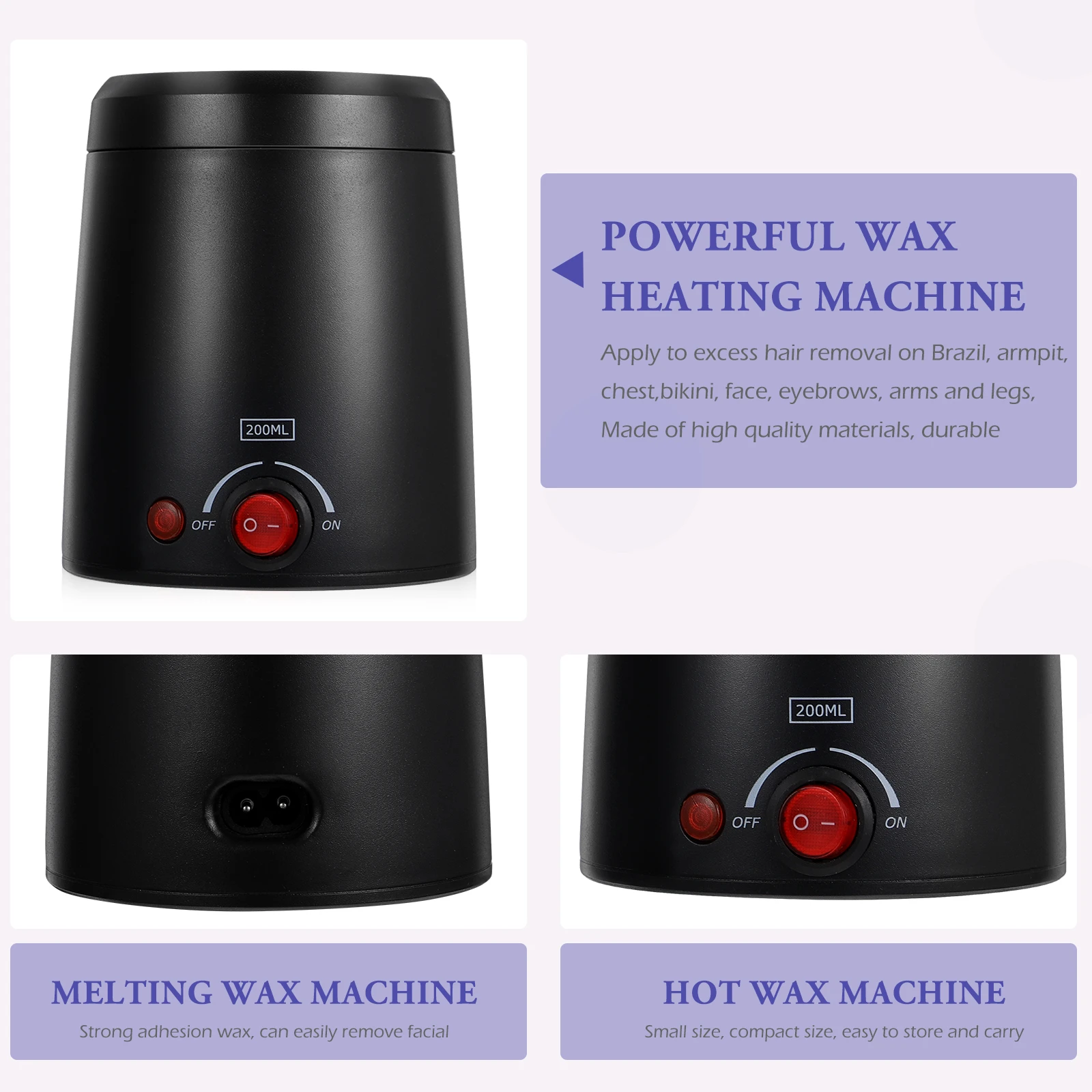 

Portable Wax Warmer Machine For Brazilian Eyebrow Leg Body Hair Removal Small Compact Size Easy Carry Hard Wax Pot Us Plug
