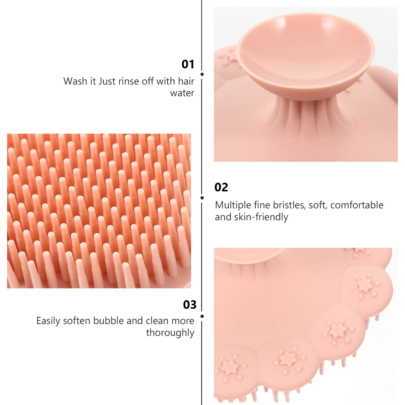 

Silicone Bath Shower Infant Cleaning Tool Newborn Toddler Body Scrubber Gentle Bristles Shampoo Massager