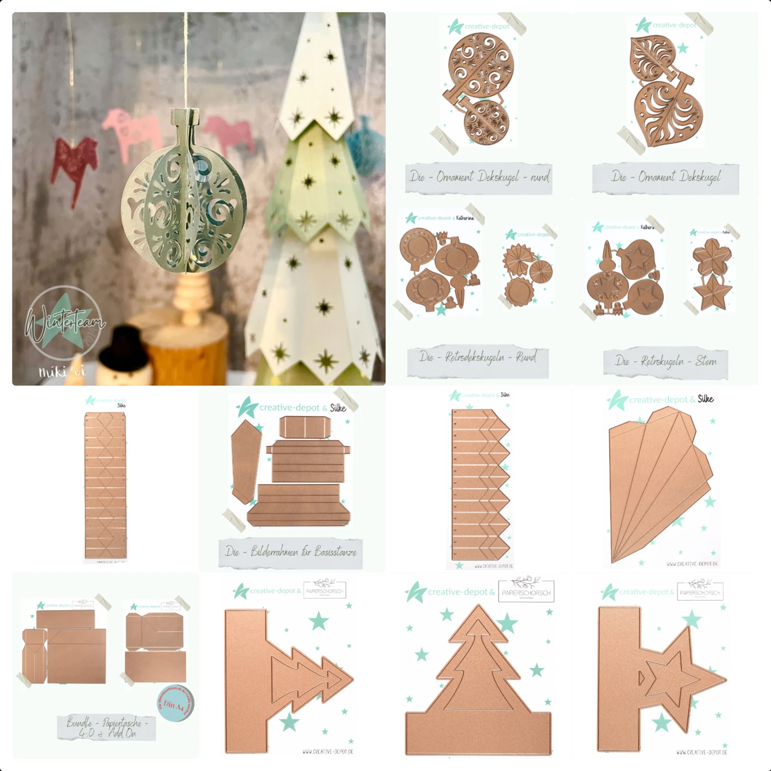 

Papiertasche Chirstmas Spruce Folding Star Plissee Stern Ornament Apple Cutting Dies for New 2025 Scrapbooking Craft Supplies