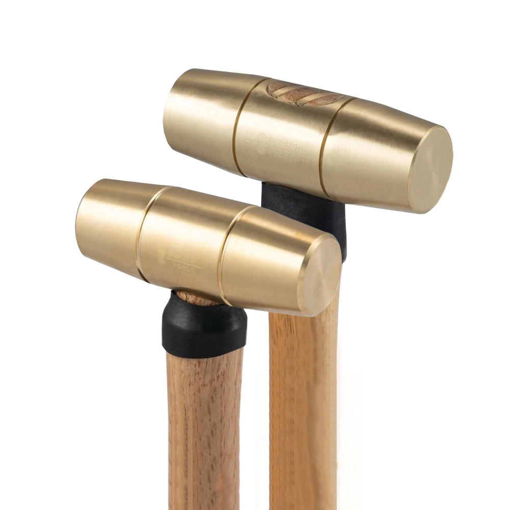 Durston Professional Brass Mallet 1lb/2lb Jewelry Heavy Striking Metal Forming Disc Cutter Stamping Hammer with Hickory Handle