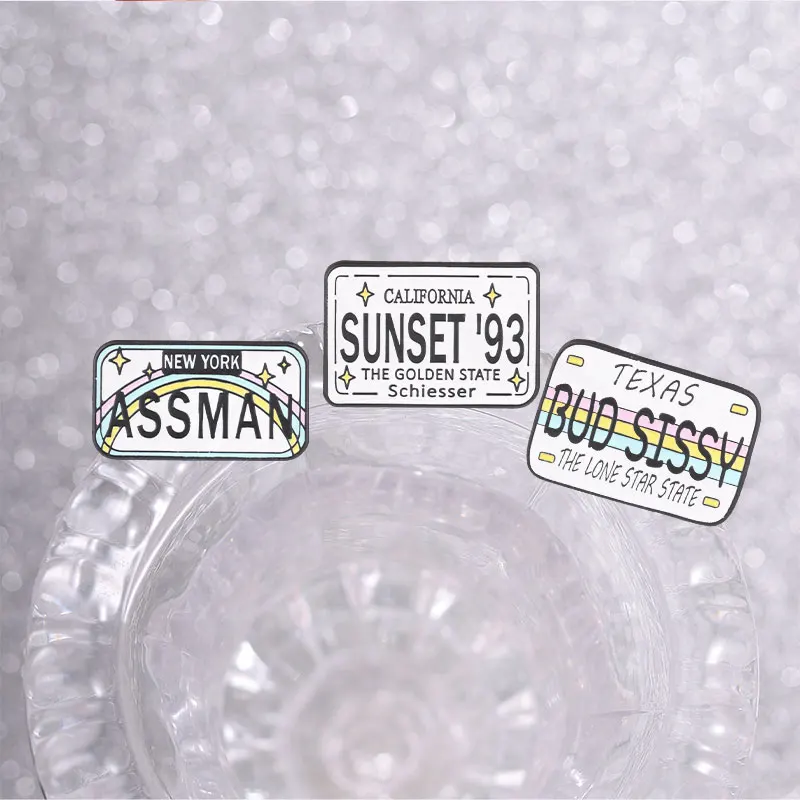 Pop Culture License Plate Enamel Pins TV Show Memes Brooches Sassy Lapel Badges New York California Texas Jewelry Gift view 3