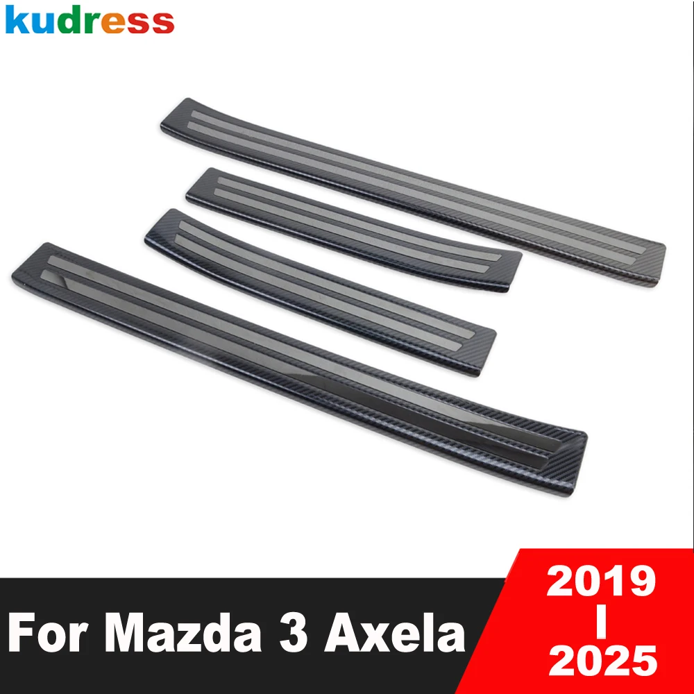

Door Sill Scuff Plate Cover Trim For Mazda 3 Axela BP 2019-2024 2025 Sedan Steel Car Welcome Pedal Protector Guard Accessories