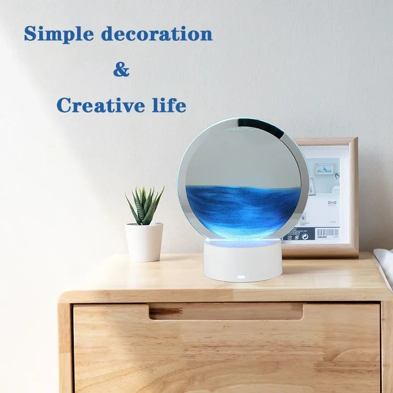 Flowing Sand Painting Table Lamp 3D Intelligent Hourglass Office Living Room Hotel Desktop Decoration Small Night Light