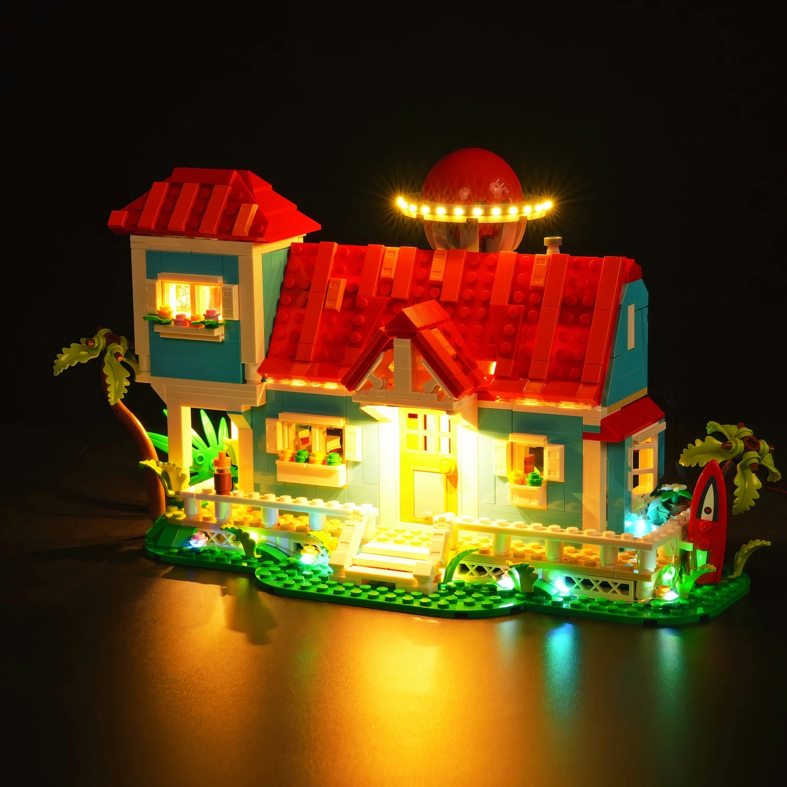 레고 43268 릴로와 스티치 비치 하우스 용 MAXCXT LED 라이트 세트 DIY 장식 램프에는 빌딩 블록이 포함되어 있지 않습니다.