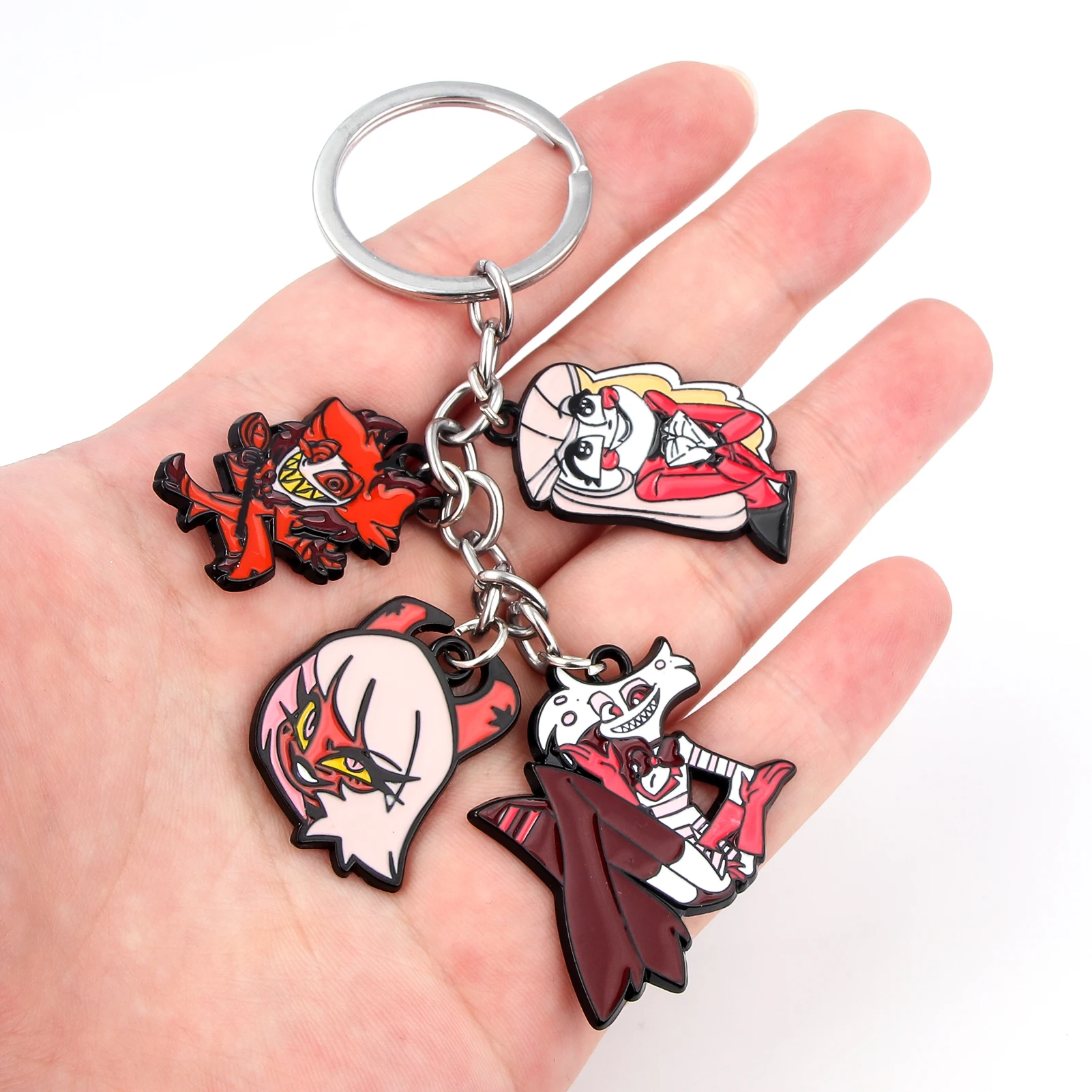 Anime Hell Charlie Hotel Keychain Pendant Charlie Vaggie Alastor Lucifer Fans Cospaly Props Keyring for Women Men Jewelry Gift