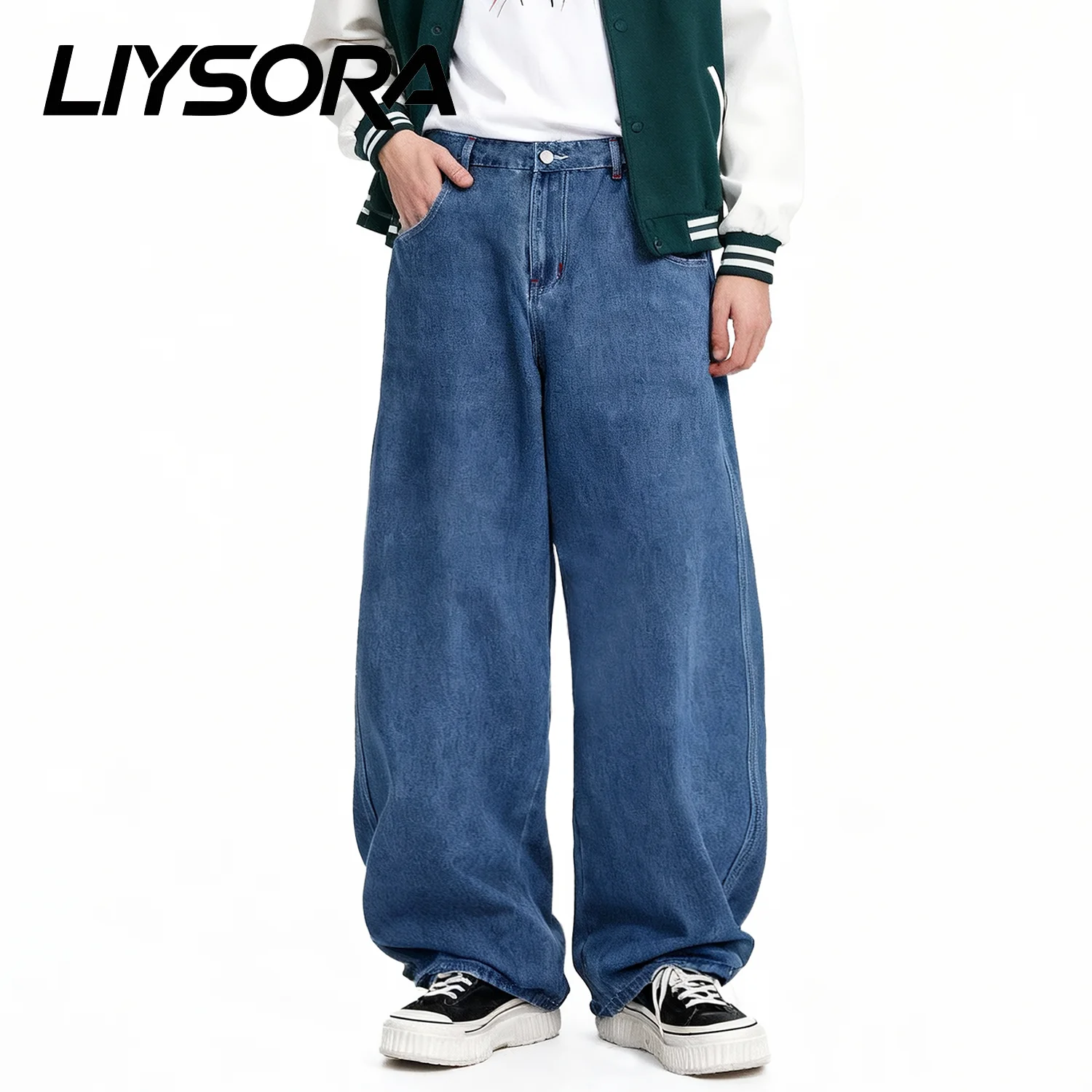 

Men's Blue Retro Casual Baggy Wide Leg Jeans Street Red Skull Printed Loose Cowboy Pants Daily Casual Versatile Pants Unisex
