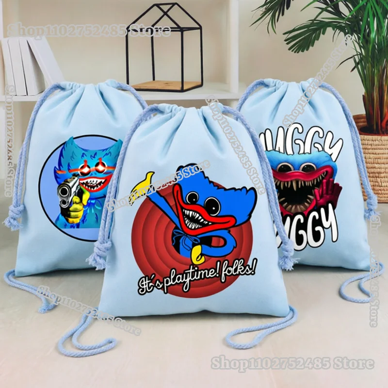 Bolsas con Cordón con Estampado de Huggy Wuggy de Poppy Playtime, Bolsitas para Regalos Pequeños, Bolsas de Anime para Fiestas, Bolsas de Cumpleaños