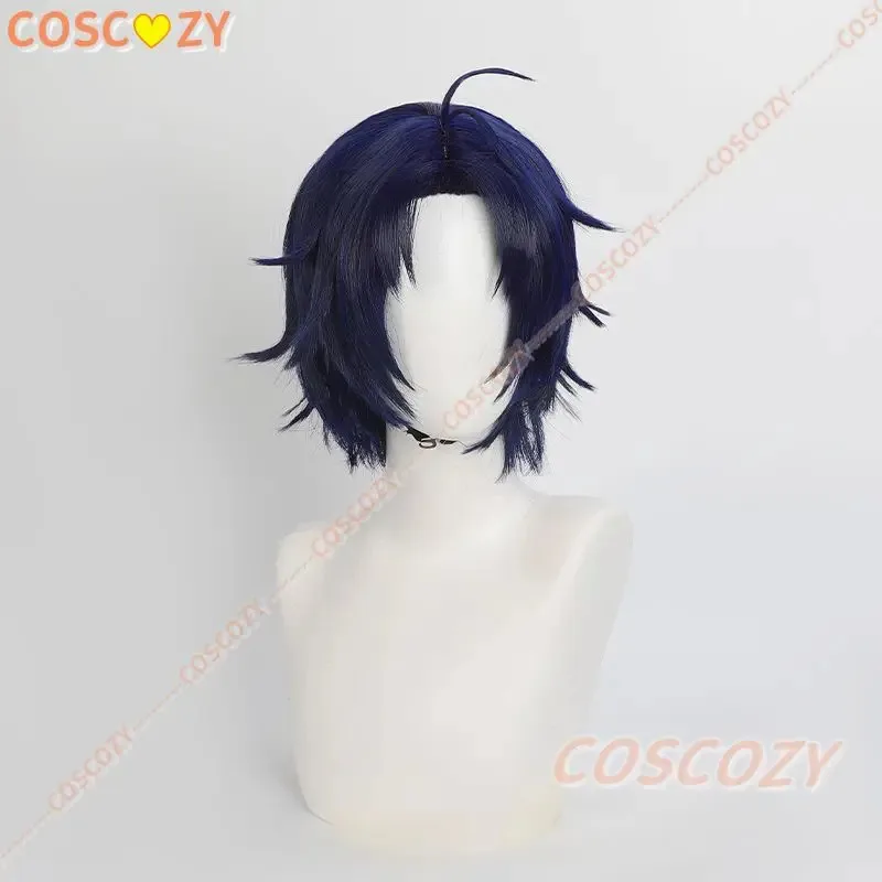 Cosplay Game ZZZ Asaba Harumasa Cosplay Wig 30cm Short Black Blue Mixed Cosplay Wigs Heat Resistant Synthetic Hair