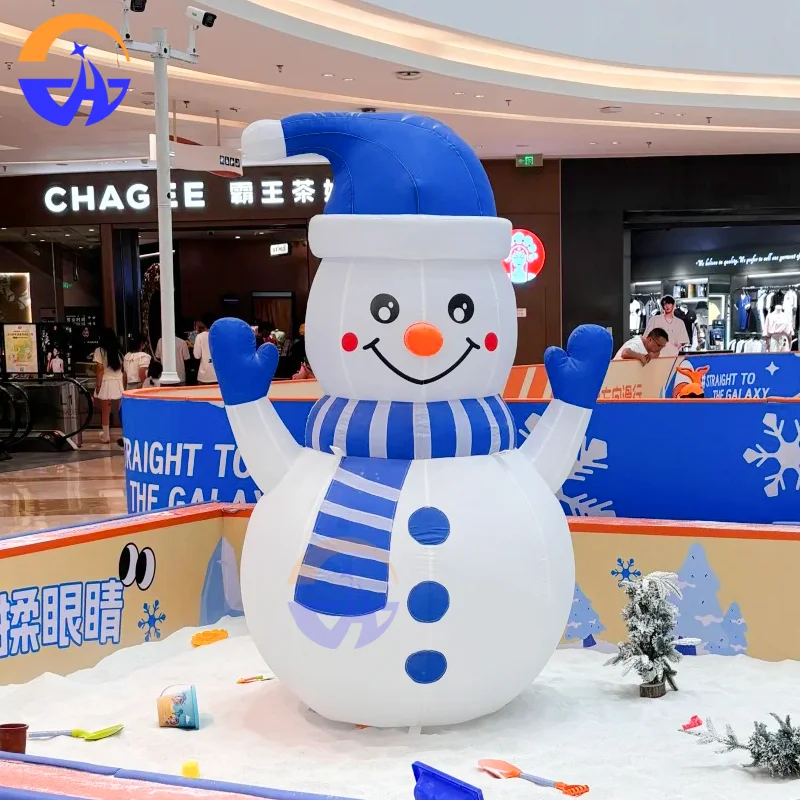 

Гигантский надувной снеговик, милый зимний мультяшный надувной реквизит, подходящий для уличного двора или торгового центра, рождественские украшения