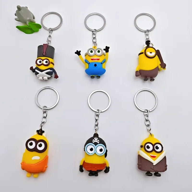 

Minionsed New Cute Cartoon Keychains Stylish Couple Backpack Charms Soft PVC Doll Car Exquisite Decorative Key for Daily Use Gif