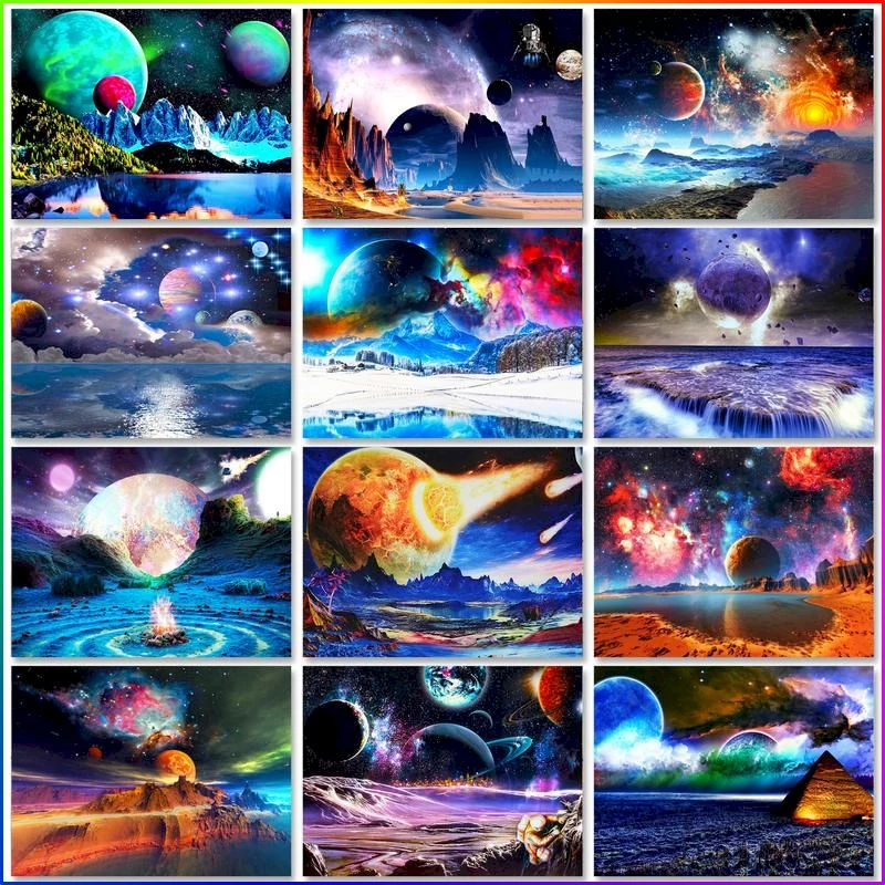 

SDOYUNO Diamond Painting Universe Space Planet Picture Of Rhinestones Diamond Embroidery Mosaic Landscape Cross Stitch Kits