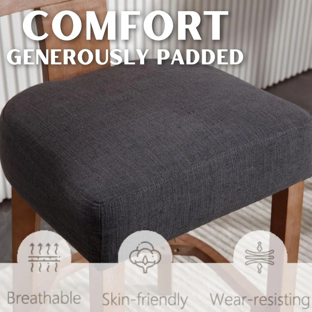 26” Rattan Bar Stools Set of 4 Counter Height Bar Stools Modern Kitchen Counter Stools with Natural Rattan Woven Back, Farmhouse