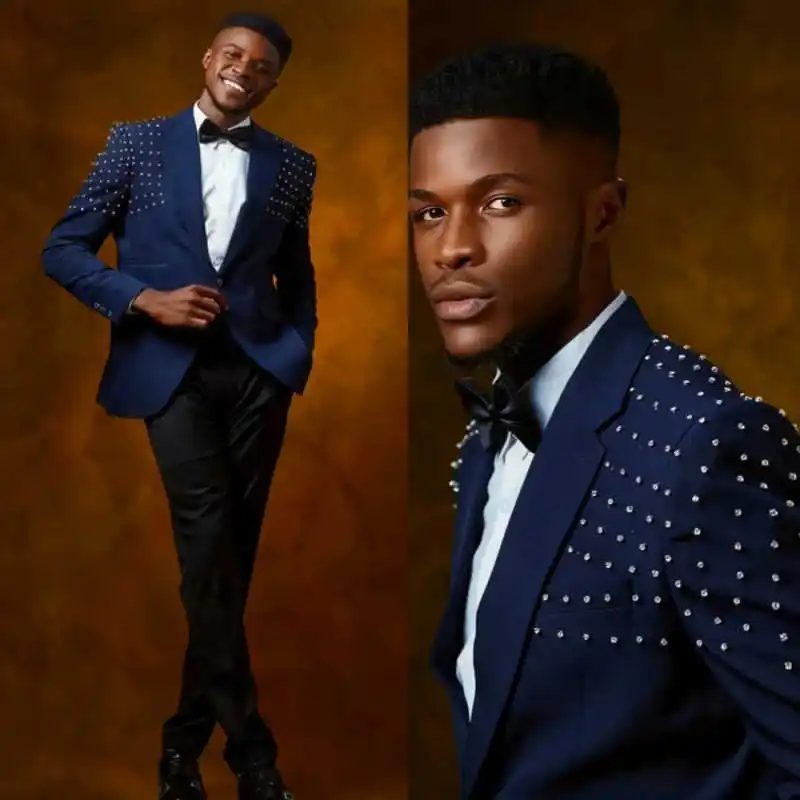 Formal Man Business Tuxedos Beads Notched Lapel Classic Fit Party Birthday Men Pants Wear Customized Cosplay Outfits 2 Pieces