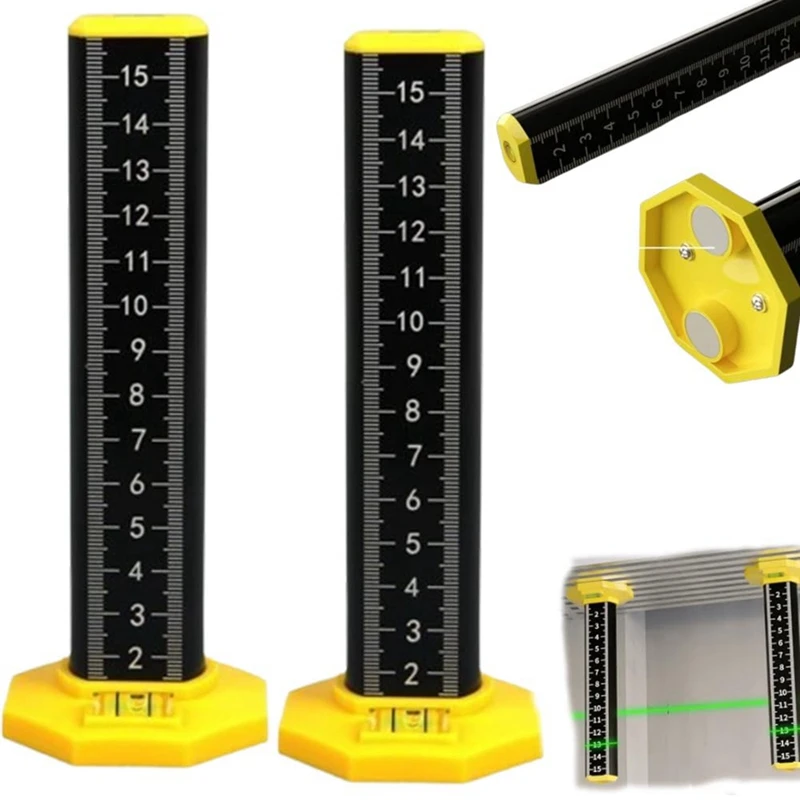 

Линейка для потолка и пола, двухсторонняя измерительная линейка двойного назначения с магнитной основой для пола, плитки, мощения