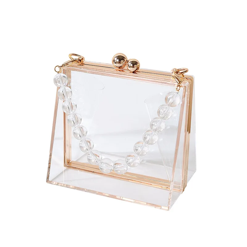 

Acrylic transparent bag, creative evening bag, new detachable chain women's handbag, clutch bag