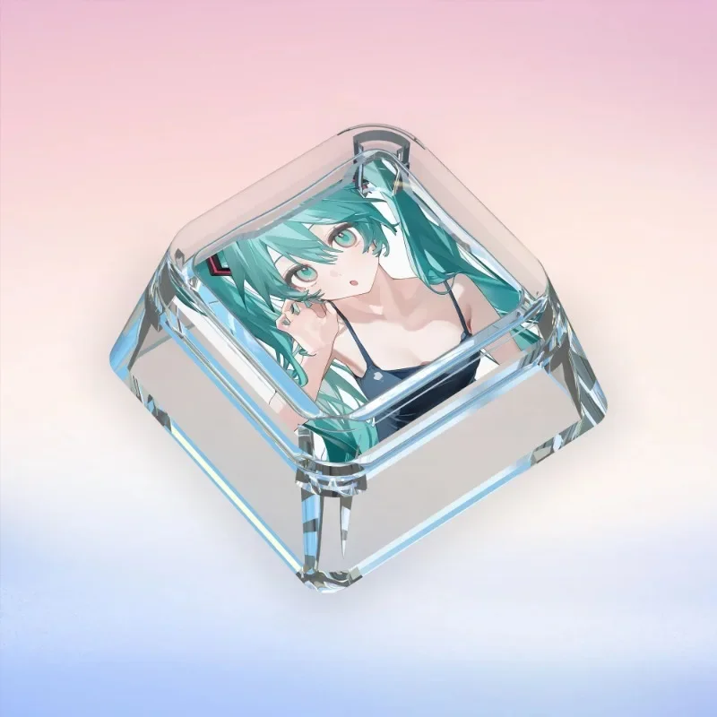 Cute Cartoon Anime Hatsune Miku Personalized Peripheral Key Cap Single Transparent Cross Shaft Mechanical Keyboard Decoration