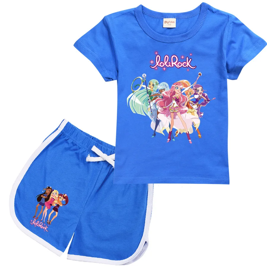 Fashion LoliRock Magical Girl Clothes Summer Clothing Kids LoliRock Sports Suit T Shirt+Pants 2pcs Baby Children Outfits Pajamas