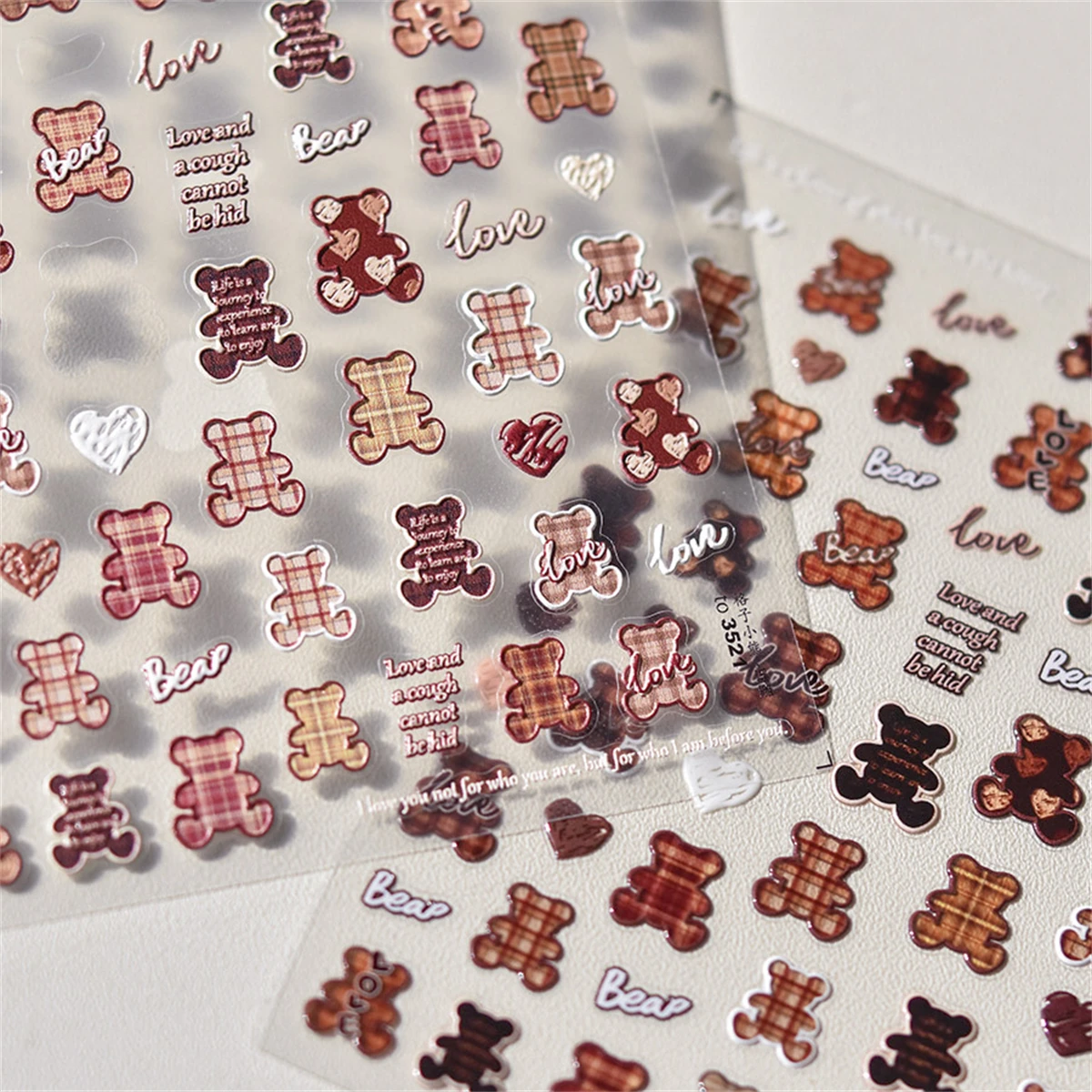 1 pz 5D Jelly Bear Nail adesivi Kawaii cartone animato giapponese animali marroni autoadesivi Nail Art decalcomanie decorazioni accessori fai da te