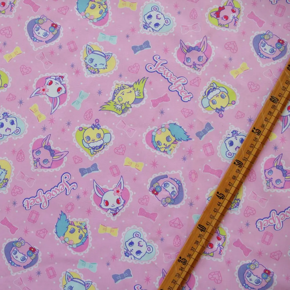 1 Yard Cotton Cavas Fabric For Cloth, Bag, Bedding, Jewelpet (ジュエルペット) , Width=140cm