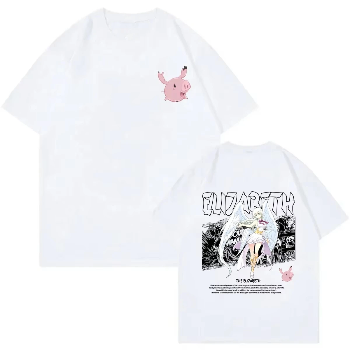Anime The Seven Deadly Sins Elizabeth Liones Hawk Print T-shirt Men Women Manga Oversized T Shirts Graphic Tee Top Clothing