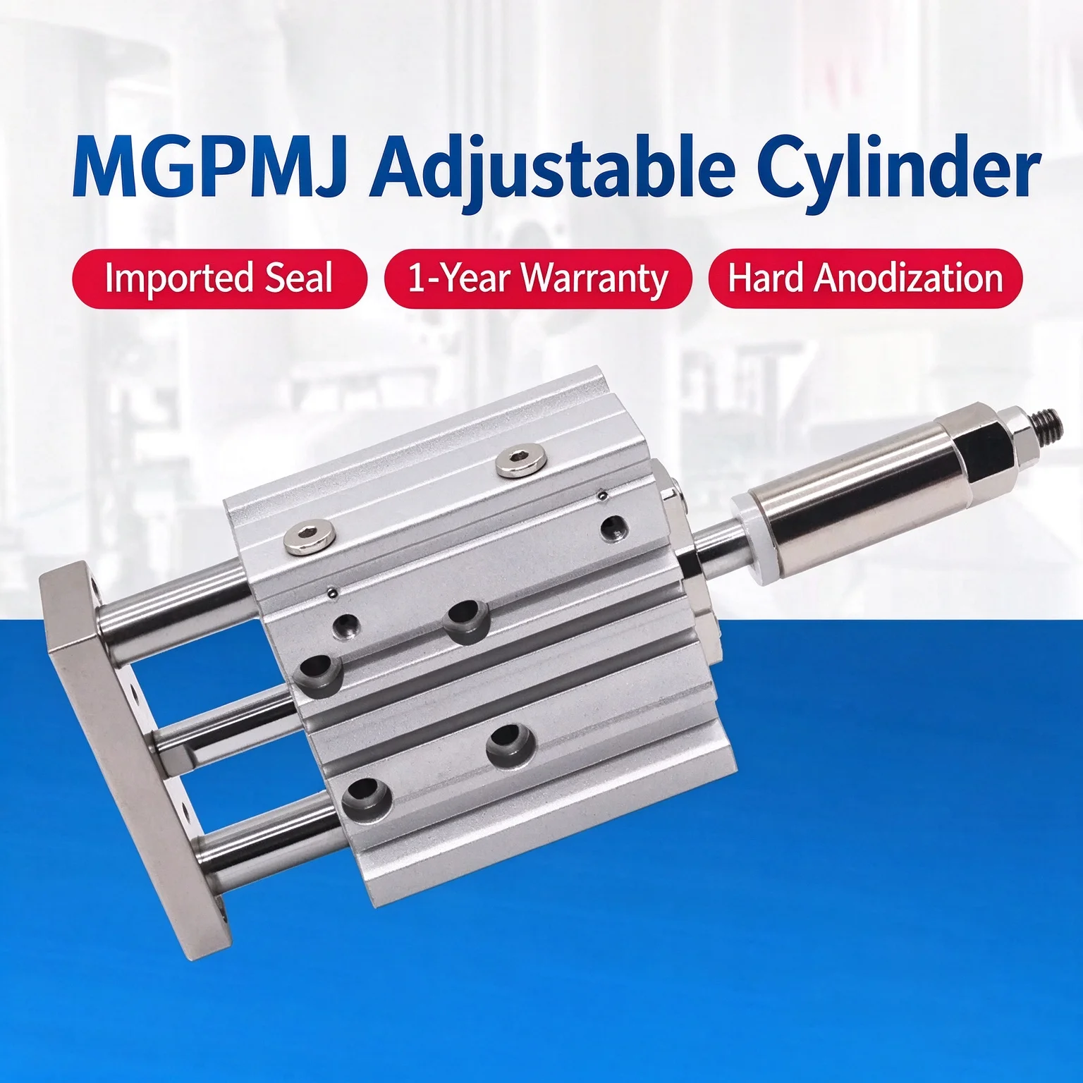MGPM20 Three-Shaft Compact High-Thrust Guiding Cylinder Adjustable Stroke 20/30/50mm for Precision Linear Motion Applications