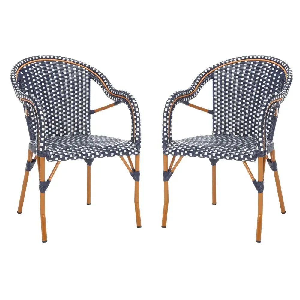 

Outdoor Collection California Navy White 18inch Bistro Arm Chair Set of 2 Fully Assembled
