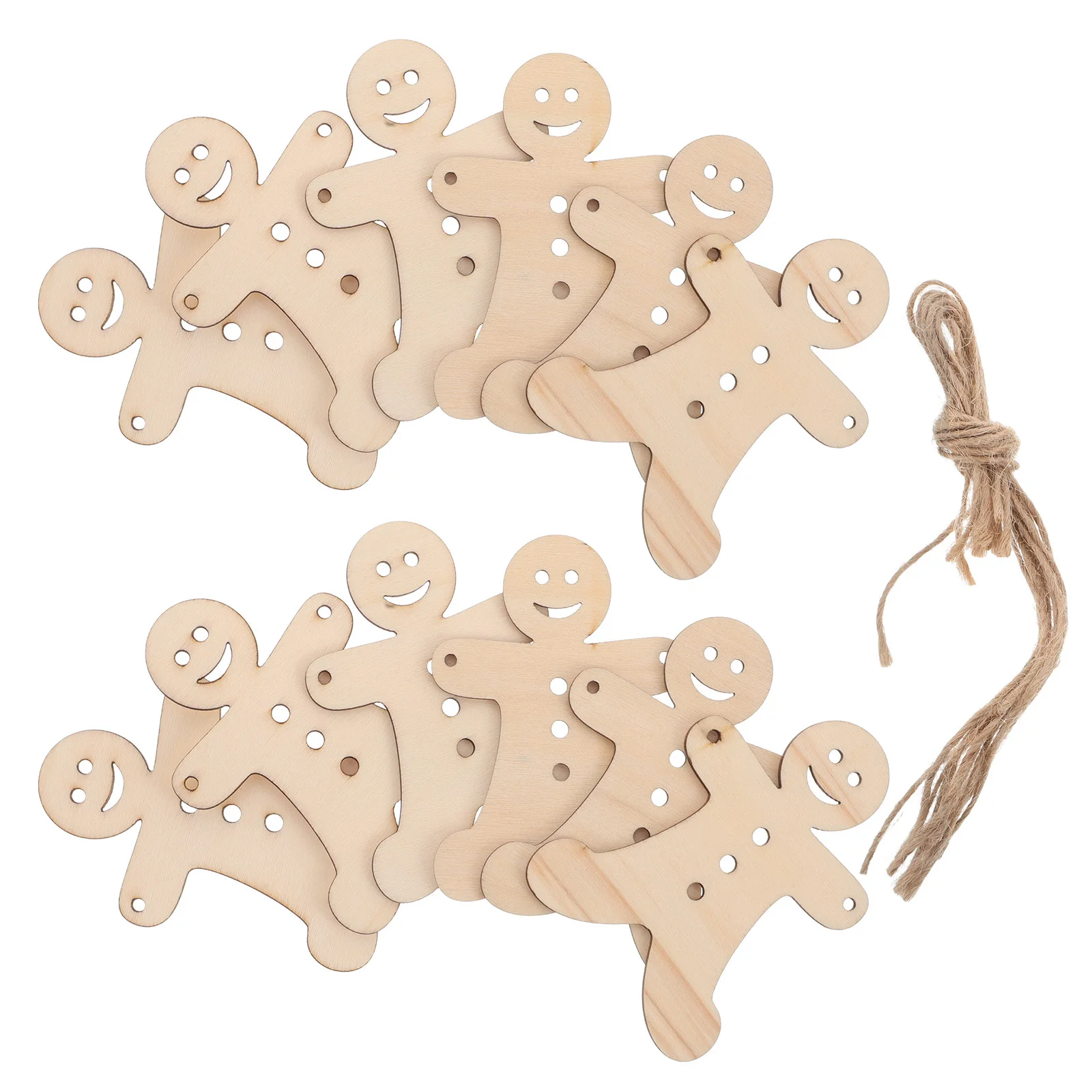 

40Pcs Wood Ornament Blanks Gingerbread Man Cutouts Natural Unfinished Slices for DIY Painting Holiday Decor Crafts for Family