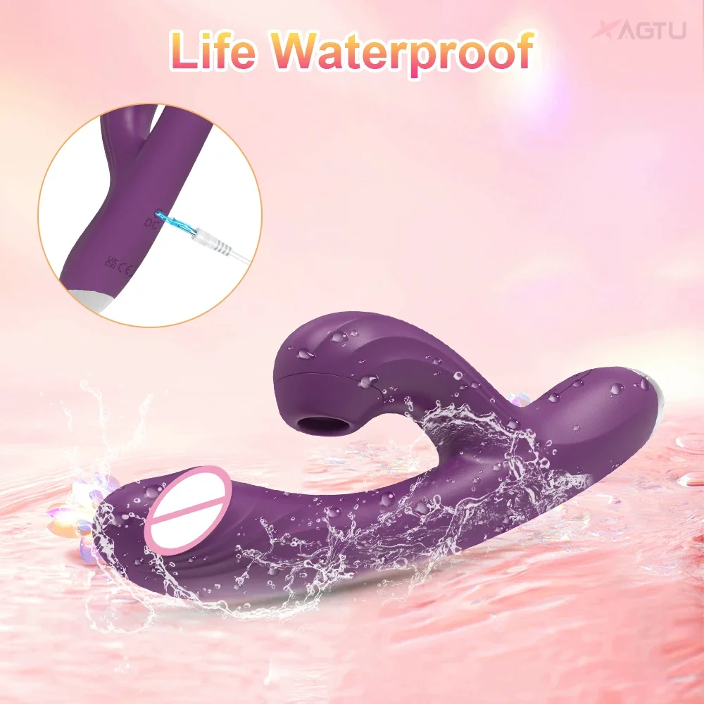 Clit Sucker 2 in 1 Vibrator Dildo for Women G-Spot Clitoris Vacuum Stimulator Heating Dildo Female Sex Toy Adults Goods