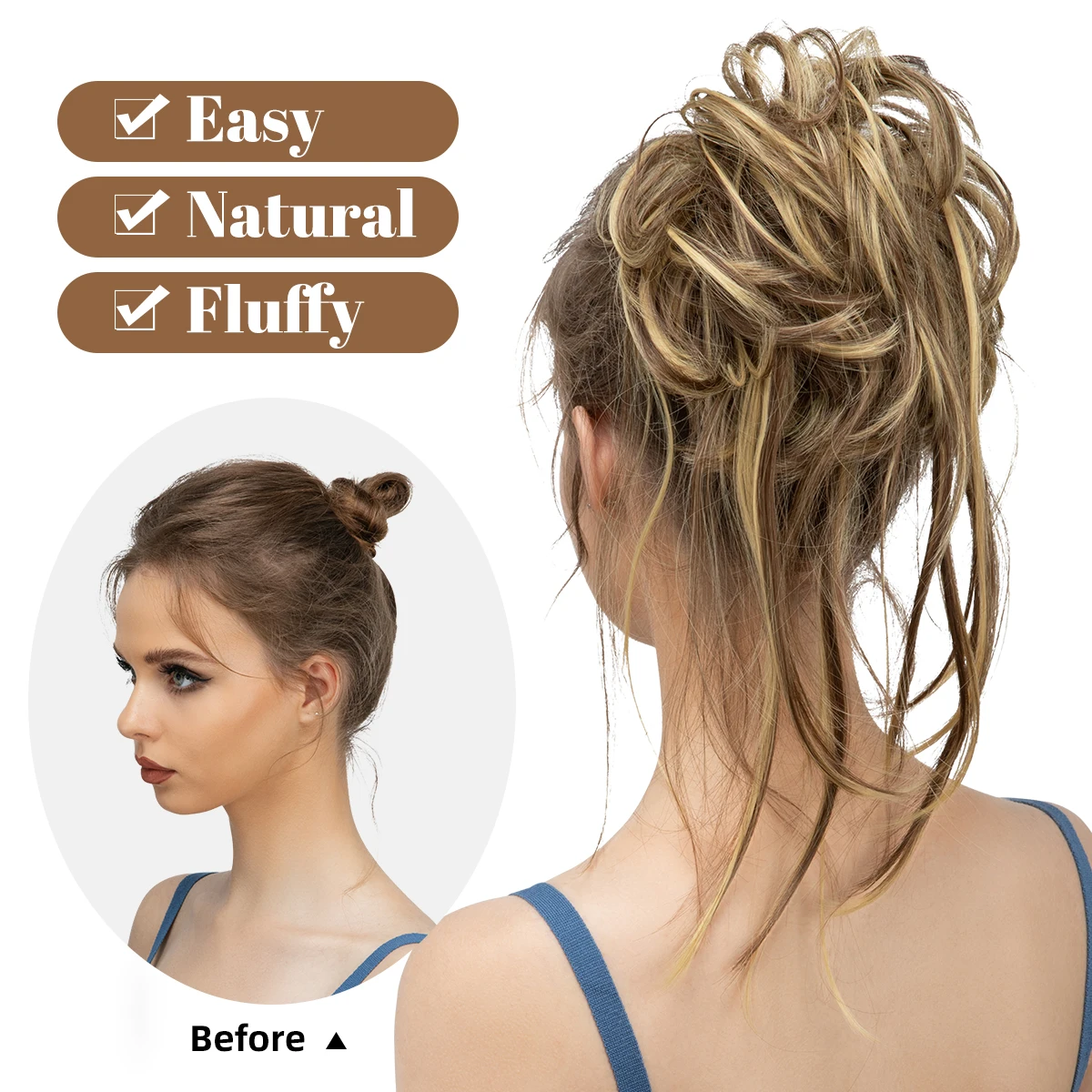 Syntetyczne elastyczne roztrzepany kok włosy kręcone Scrunchie czarna blond brązowa opaska Chignon Updo pączek dla kobiet naturalny sztuczne włosy