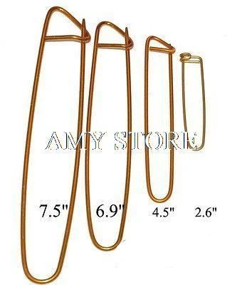 Set of 4 Safety Pin,Aluminum Brooch Pin,Gold Color,7.5