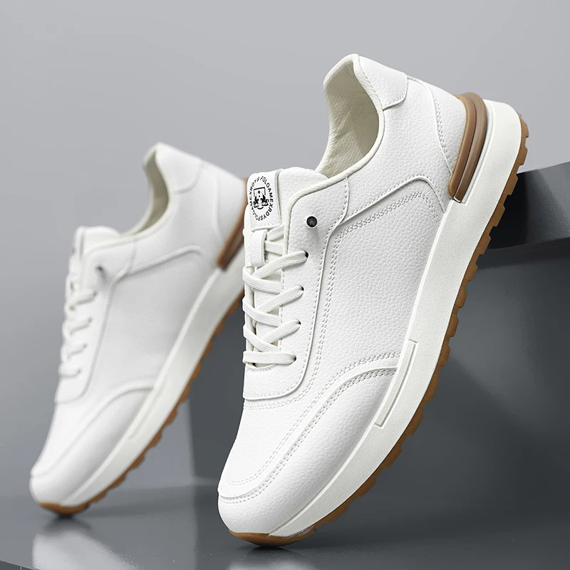 Trendy Men Shoes All Seasons Leather Casual Sneakers Korean Style Fashion Running Shoes Non-slip Wear-resistant Mens Sports Shoe