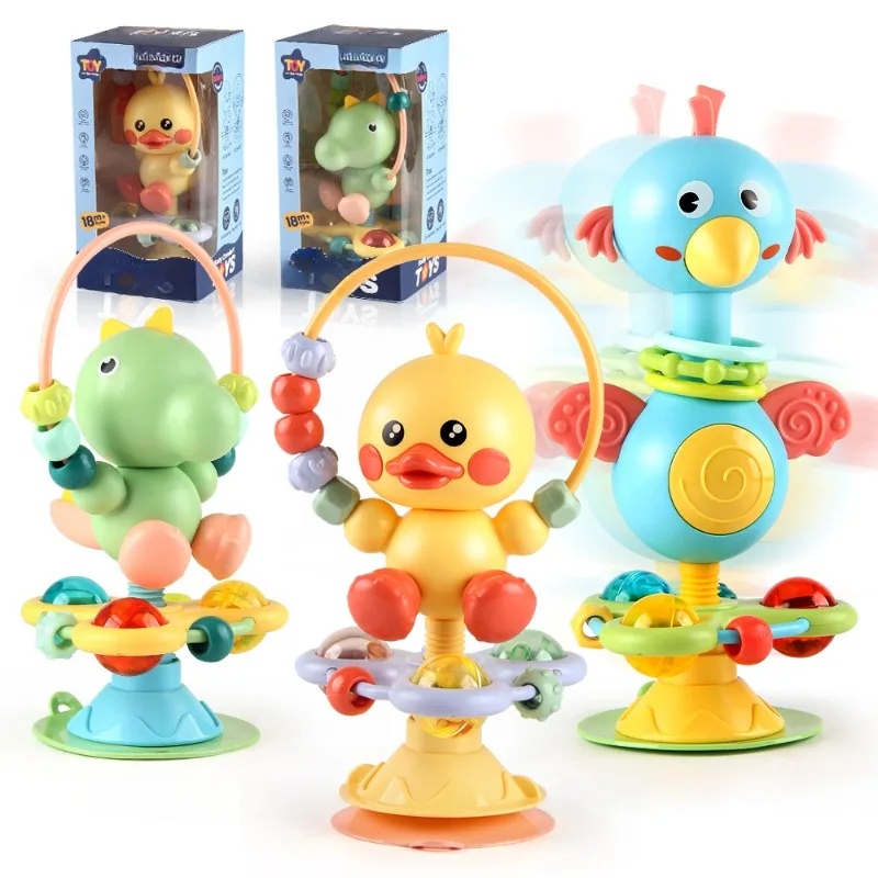 Mesa y silla para bebé, sonajeros para mesa de comedor con ventosa, juguetes relajantes, sonajeros para mordedores, música giratoria