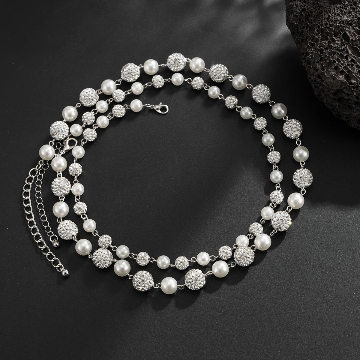 Salircon 2 Teile/satz Vintage Exquisite Imitation Perle Halskette Männer Mode Charme strass Schlüsselbein Kette Bankett Schmuck Geschenke – Detail 6