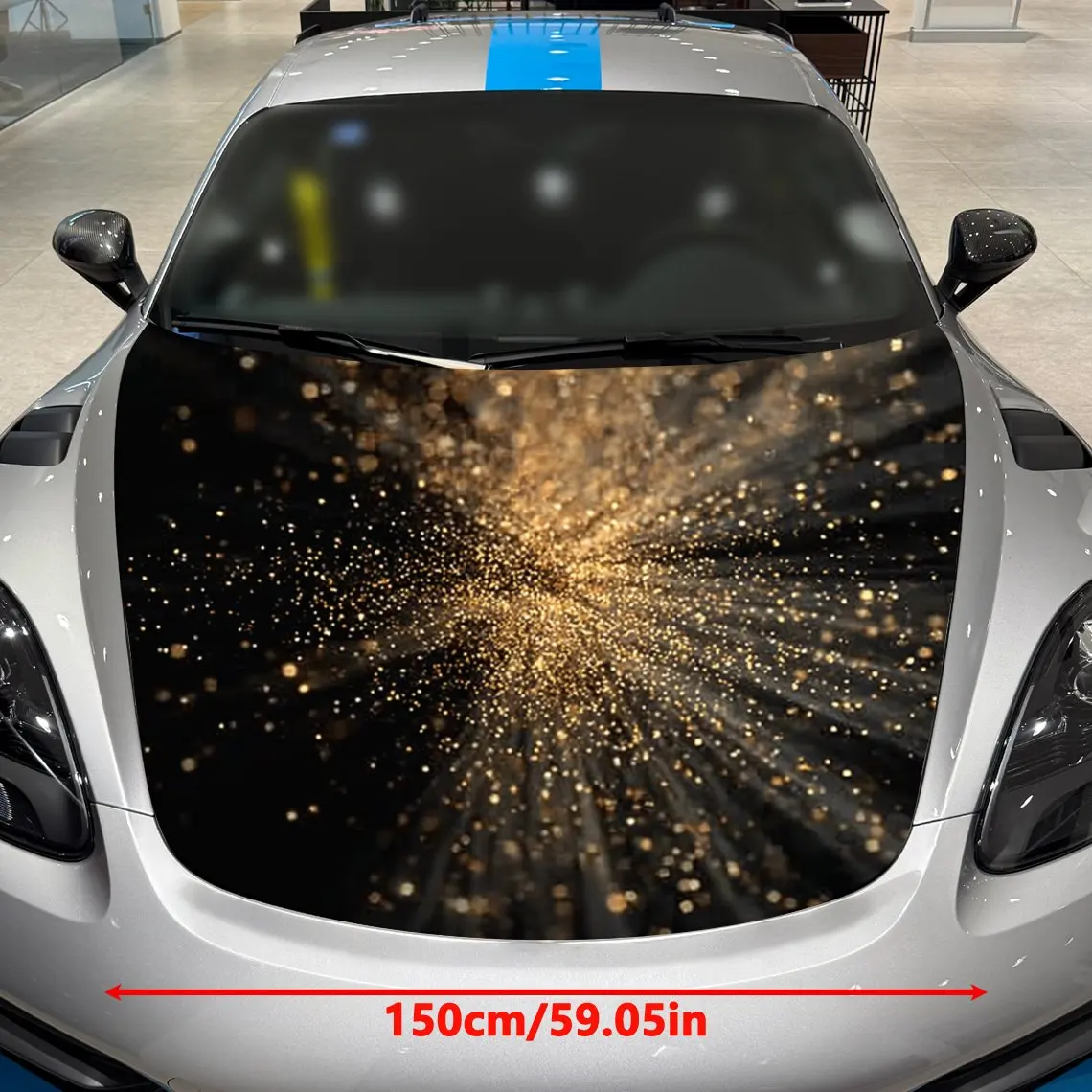 Golden Glitter Particles Pattern Car Hood Stickers, Decorative Car Packaging Paper, Bold Designs, Halloween Decorations, Car Par